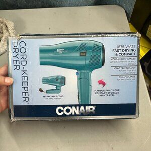 Conair 1875 Watt Cord Keeper Hair Dryer with Folding Handle & Retractable Cord N